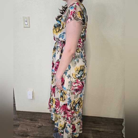 Band of Gypsies Floral Pink/ Yellow/Maxi Long Dress Boho Women's sz Larg Cottage - Picture 12 of 14